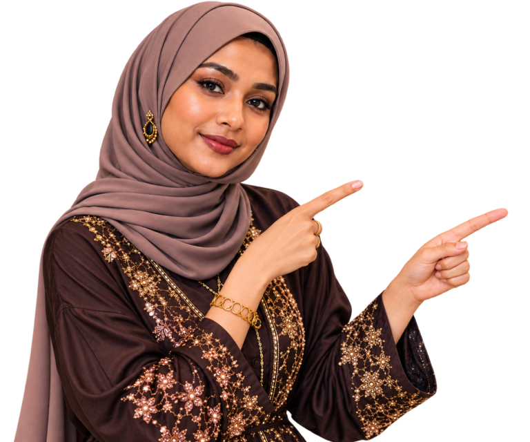 Guide figure pointing toward Women Building Singapore