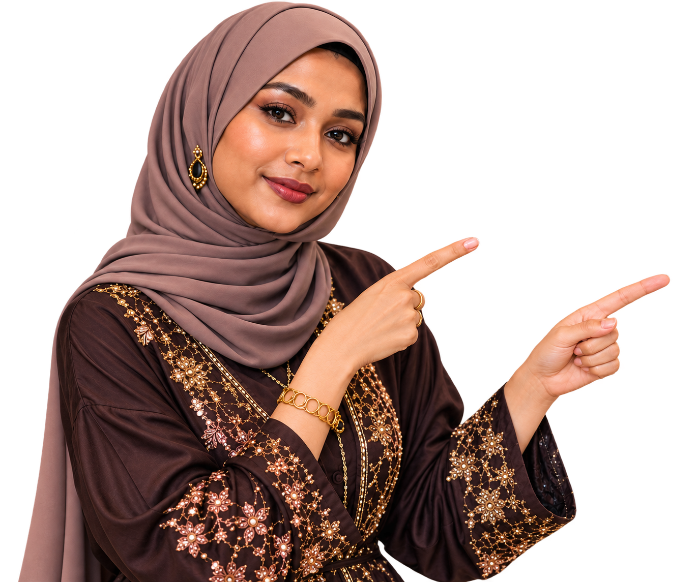 Guide figure pointing toward Women Building Singapore